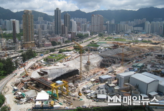 삼성물산이 수주한 홍콩 샤틴-센트럴 링크 C1109 구간 지하철 공사 현장. (사진=삼성물산)