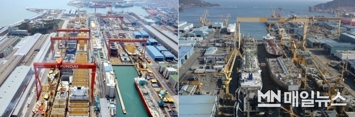 현대중공업 울산조선소와 대우조선 거제조선소. (사진=양사 제공)