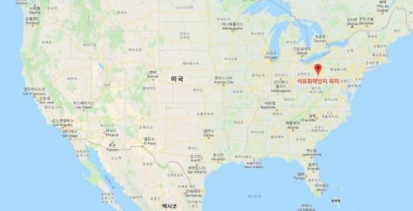 대림산업이 태국 PTT글로벌케미칼(PTTGC)과 함께 개발을 추진할 미국 오하이오주 석유화학단지 위치도. (사진=대림산업)