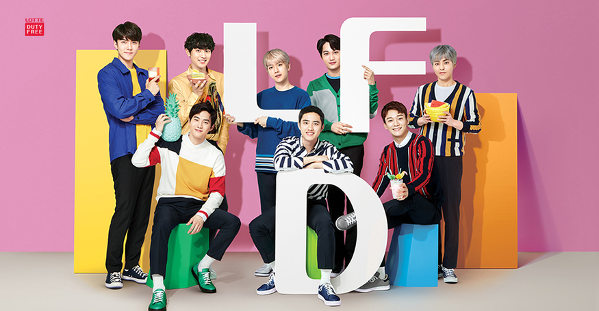 롯데면세점 홍보 모델로 활동하는 엑소(EXO). (사진=롯데면세점)