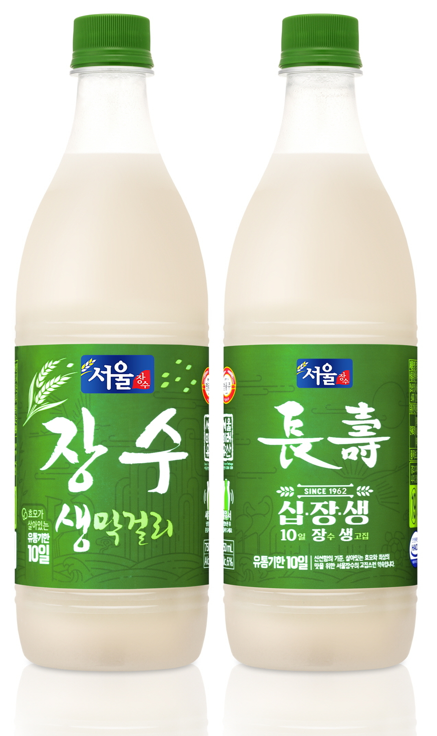 서울장수주식회가 장수 생막걸리를 기존 녹색 페트병에서 재활용에 용이한 친환경 무색 페트병으로 전면 교체한다. (사진=서울장수)