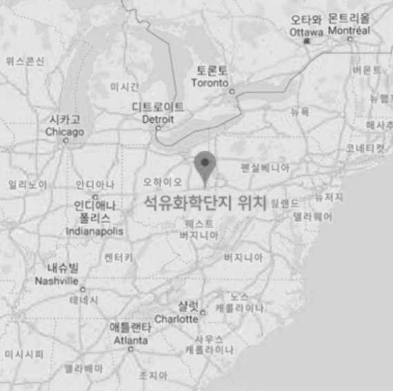  대림산업이 태국 PTT 글로벌 케미칼과 공동으로 사업개발을 추진하는 미국 석유화학단지 위치도. (사진=대림산업) 