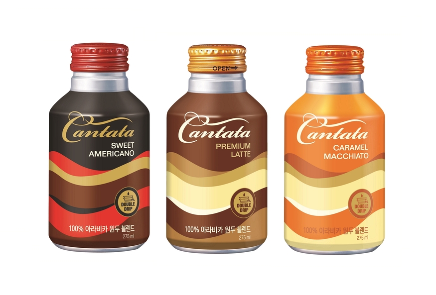 롯데칠성음료가 프리미엄 RTD(Ready To Drink) 원두커피 '칸타타(Cantata)'의 패키지 디자인을 리뉴얼했다. (사진=롯데칠성음료)