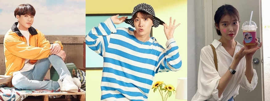 BTS 정국, 제이홉과 아이유(왼쪽부터). (사진=인스타그램)