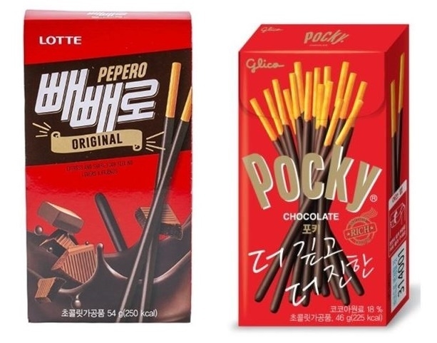 롯데제과 빼빼로(왼쪽)와 일본 제과업체인 글리코 '포키'. (사진=양사)