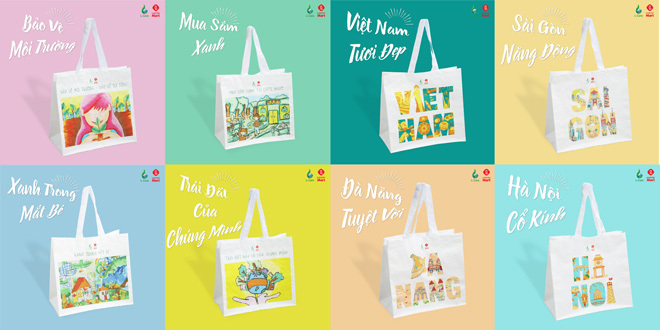 8가지로 디자인된 '2020 엘케어 에코백(2020 L-Care Eco Bag) 컬렉션'. (사진=롯데마트)