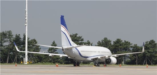 현대차그룹 전용기인 보잉사 비즈니스 제트기 B737-BBJ. 