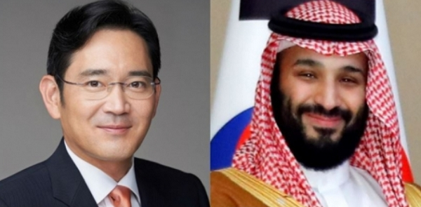 이재용 삼성전자 부회장(왼쪽)과 빈 살만 사우디 왕세자.