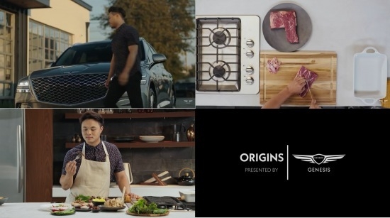 제네시스 공식 유튜브 계정 'GenesisUSA'가 지난 8일 공개한 요리 콘텐츠 오리진스(Origins) 에피소드 시리즈 1편 영상 캡처.
