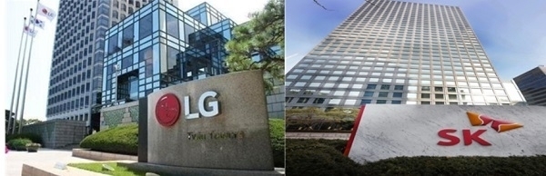 서울 영등포구 여의도동 LG 트윈타워와 중구 서린동 SK 본사. (사진=각 사)