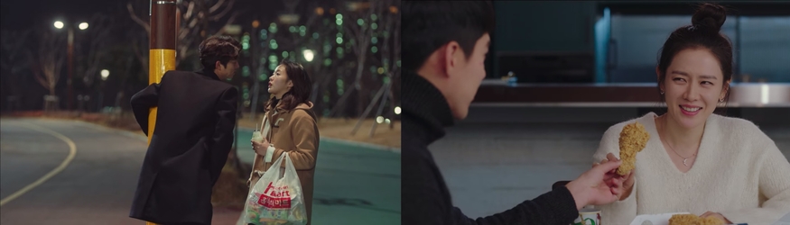 드라마 '도꺠비'에서 빙그레 바나나맛우유가 나온 장면과 '사랑의 불시착'의 BBQ 치킨이 등장한 장면. (사진=방송 캡처)