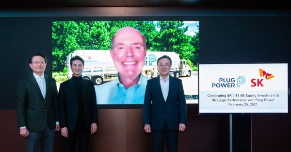 지난 2월 25일 SK와 플러그파워는 투자 절차를 완료하고 온라인 투자 기념식을 화상으로 진행했다. (사진=SK)