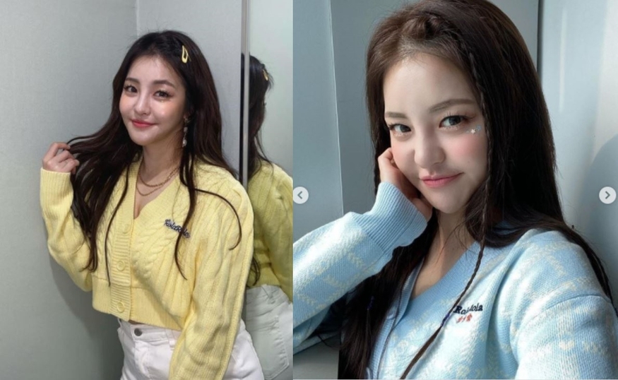 로라로라 가디건을 착용한 브레이브 걸스 유정. (사진=유정 인스타그램)