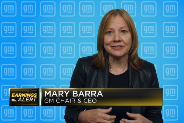 메리 바라(Marry Barra) GM CEO가 상용 전기차 출시 등 향후 계획에 대해 설명하고 있다. (사진=미국 CNBC 방송 캡처) 