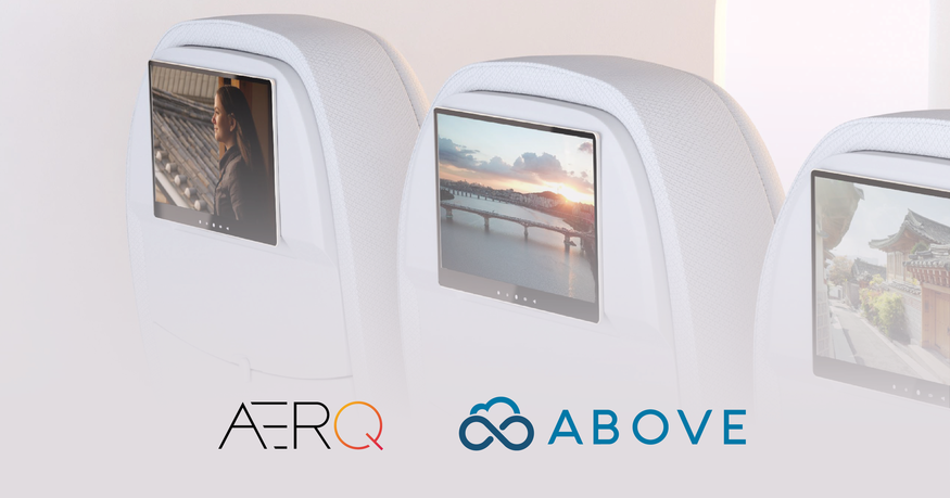 AERQ가 콘텐츠 기업 '어보브(ABOVE)'와 파트너십을 체결, 클라우드 기반 기내 미디어 콘텐츠 플랫폼을 개발한다고 지난 9일(현지시간) 밝혔다. (사진=AERQ)