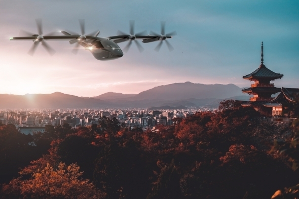 영국의 신생 전기 에어택시(eVOLT) 기업 버티컬 에어로스페이스(Vertical Aerospace)의 수직이착륙 전기 에어택시 'VA-X4'. (사진=마루베니)