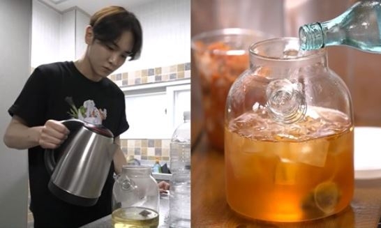 샤이니 멤버 키가 MBC 예능프로그램 '나혼자산다'에서 소주와 홍차를 섞은 '키범주'를 선보였다. (사진=방송 캡처)