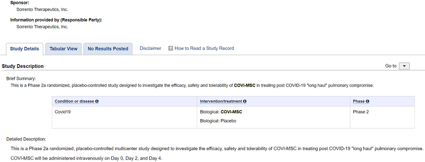 소렌토가 브라질 식약위생감시국(ANVISA)으로부터 COVI-MSC의 2상 임상시험을 승인받았다. (사진=ANVISA 홈페이지)