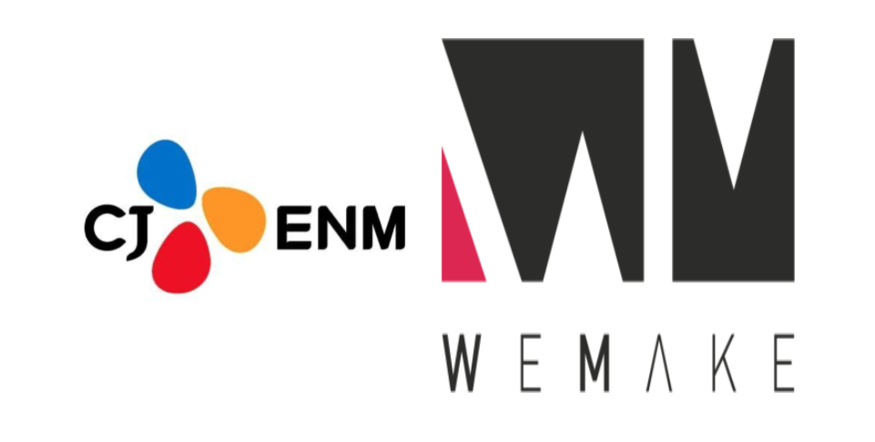 CJ ENM(왼쪽)과 위메이크 기업이미지(CI).