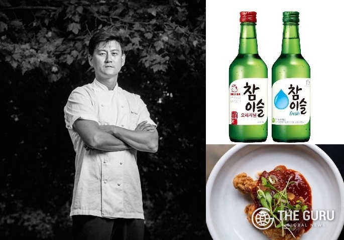 참이슬과 미술랭 스타 쉐프 주원(왼쪽)가 함께 하는 디너 프로모션 이스트 밋 이스트 이미지.(사진=이스트 밋 이스트)