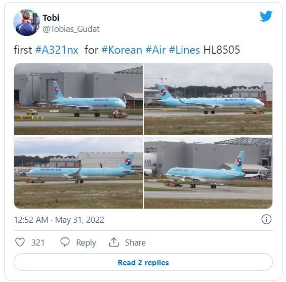 대한항공이 들여올 A321네오. (사진=트위터)