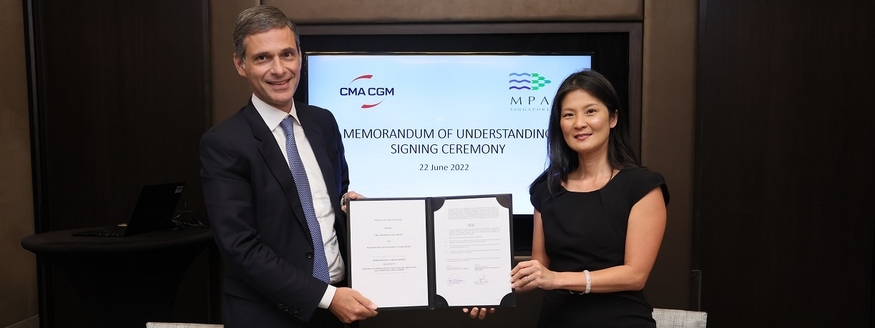 CMA CGM은 22일(현지시간) MPA와 해양 산업 전반에 걸쳐 탈탄소화와 디지털화 혁신을 촉진하기 위해 양해각서(MOU)를 체결했다. (사진=CMA CGM)
