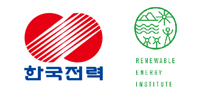 한국전력과 일본 탈원전을 이끄는 자연에너지재단(REI) 기업이미지(CI).