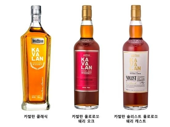 골든블루에서 수입 및 유통하는 타이완 싱글몰트 위스키 '카발란'이 월드 위스키 마스터즈 대회에서 다수의 메달을 획득했다. 사진은 카발란 제품군.(사진=골든블루)