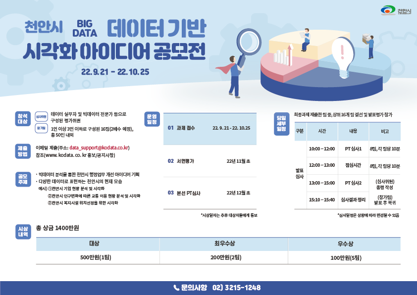한국평가데이터(KoDATA)는 '천안시 데이터 기반 시각화 아이디어 공모전'을 개최한다. (사진=KoDATA)