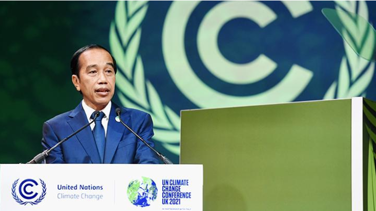 조코위 인도네시아 대통령이 '2021 UN 기후변화협약 COP26'에서 탄소중립 관련 발표를 하고 있다.(사진=UN)