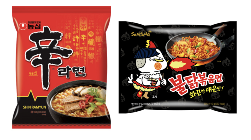 농심 신라면(왼쪽)과 삼양식품 불닭볶음면 (사진=각사)