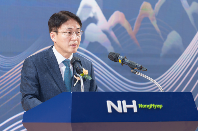 이석용 NH농협은행장이 지난 4일 서울 서대문구 농협은행 본점에서 취임사를 하고 있다.(사진=NH농협은행)