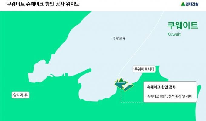 쿠웨이트 슈웨이크 항만 공사 위치도 (사진=현대건설)