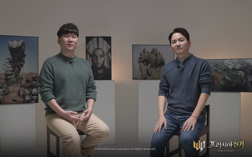 19일 공개된 프라시아 인사이드에 출연해 유저들과 만난 이익제 디렉터(왼쪽), 임훈 부디렉터(오른쪽) (사진=넥슨)
