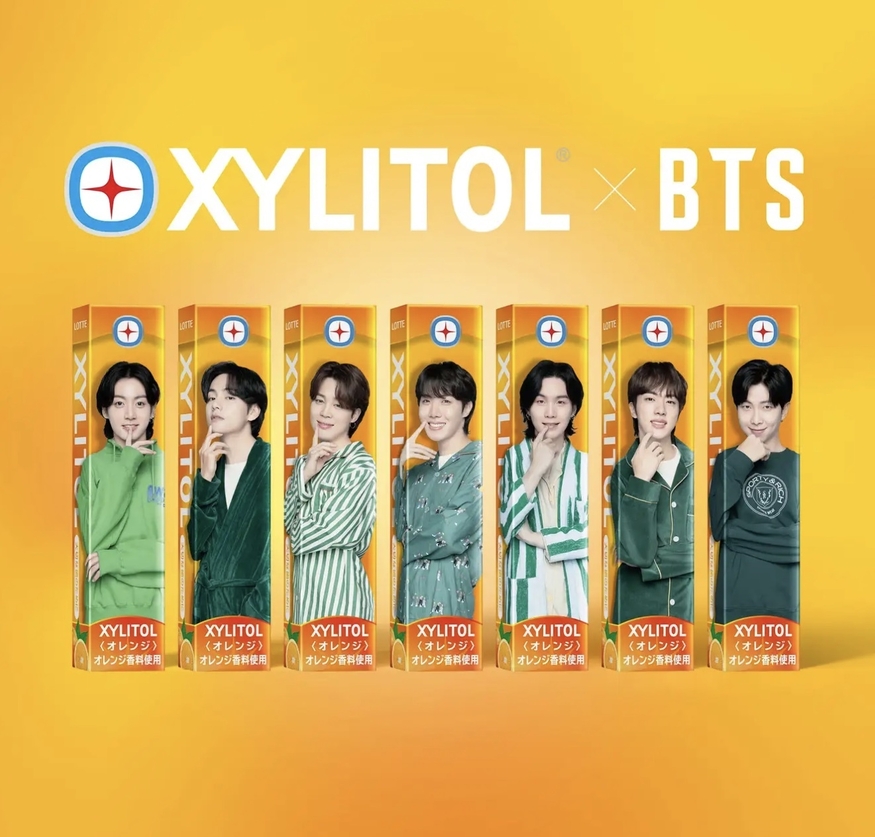 일본 롯데는 방탄소년단을 전면에 내세운 신제품 자일리톨XBTS 오렌지를 출시할 예정이다. (사진=일본 롯데)