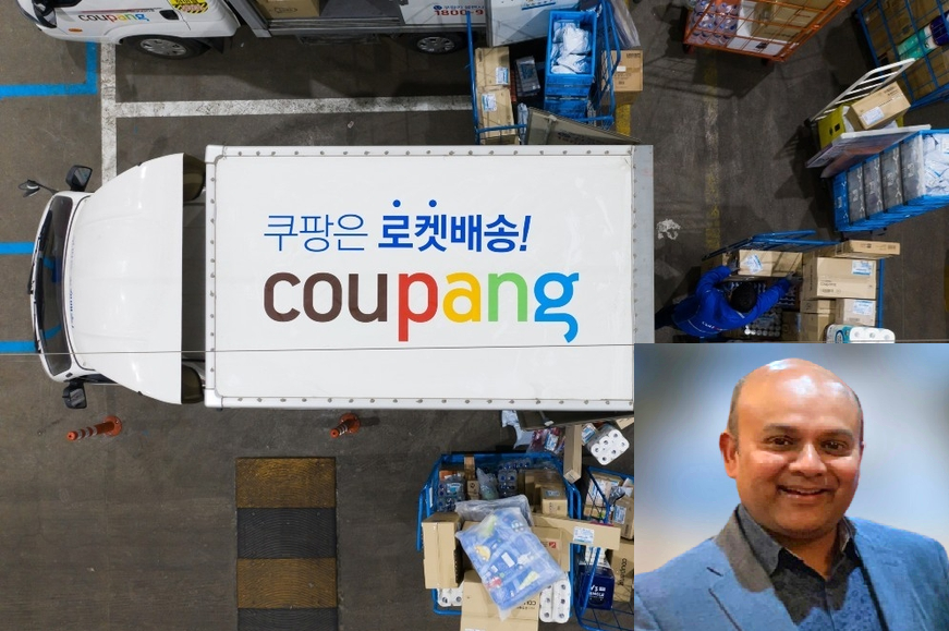 판카즈 스리바스타바(Pankaj Srivastava) 쿠팡 글로벌재무책임자(CFO)가 부가나 라젠드라나트 레디(Buggana Rajendranath Reddy) 안드라프라데시주 재무부 장관과 만나 투자 관련 회동을 가졌다. 사진은 스리바스타바 CFO와 쿠팡 이미지.(사진=링크드인·쿠팡)