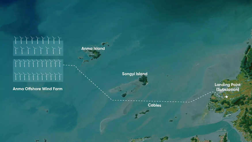 전남 영광에 위치한 해상 풍력발전소 위치. (사진=Anma Offshore Wind.)