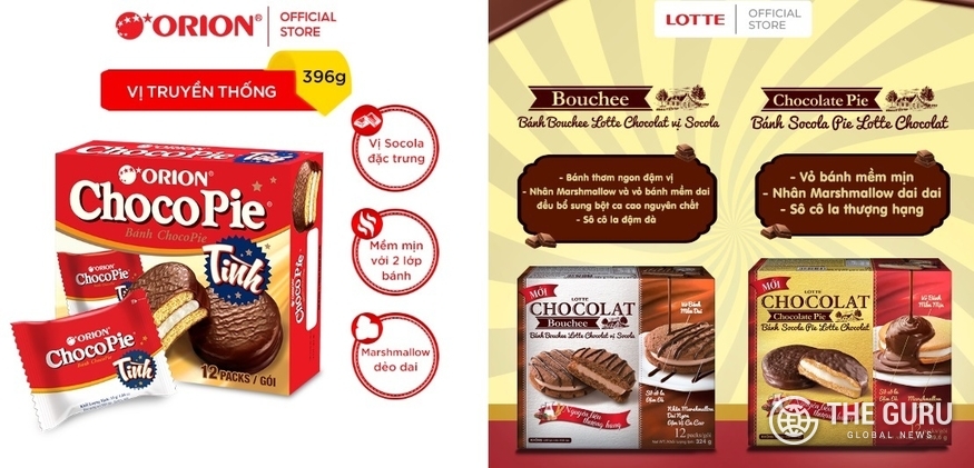 일본 롯데이 최근 베트남에 부치 롯데 쇼콜라(Bouchee LOTTE CHOCOLAT) 신제품을 내놓으며 오리온과 치열한 경쟁이 예상된다.(사진=각사)
