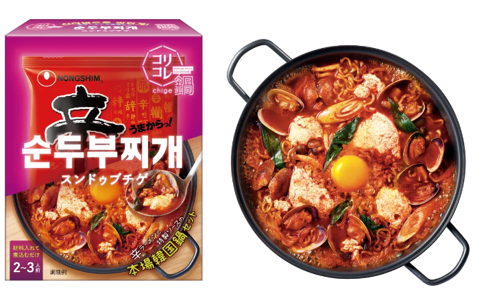 농심이 일본에서 코리코레 시리즈 중 하나인 순두부찌개를 홍보한다. 광고 영상을 곧 선보일 예정이다.(사진=농심)