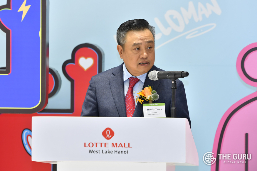 트란 시 탄 하노이 인민위원회 위원장이 지난 22일 '롯데몰 하노이' 그랜드 오픈식에서 인사말을 하고 있다. (사진=하노이시)
