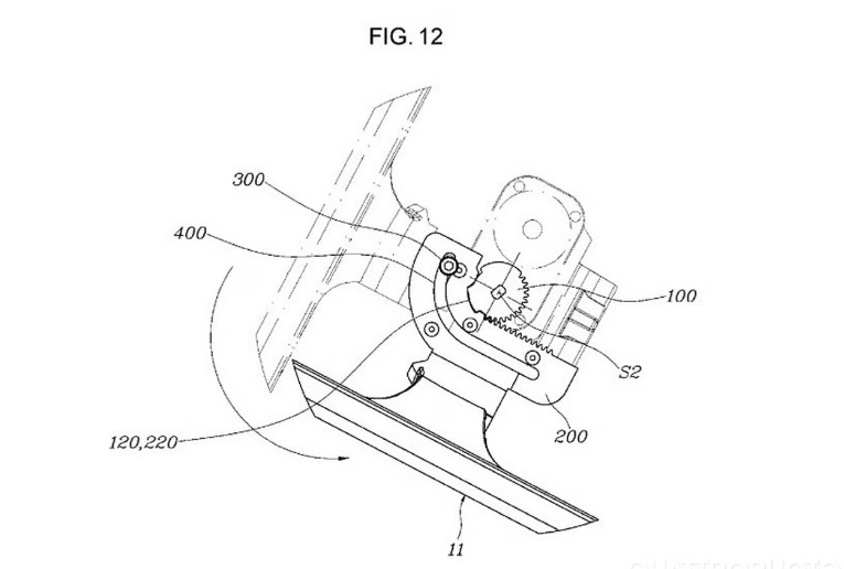 현대차가 특허 출원한 접이식 스티어링휠(foldable steering wheel) 설계도. (사진=USPTO)
