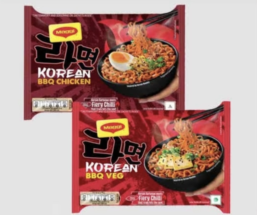 네슬레가 인도에 선보인 '마기 코리안 BBQ 치킨'(위)과 마기 코라안 BBQ 베지. (사진=네슬레 인도)