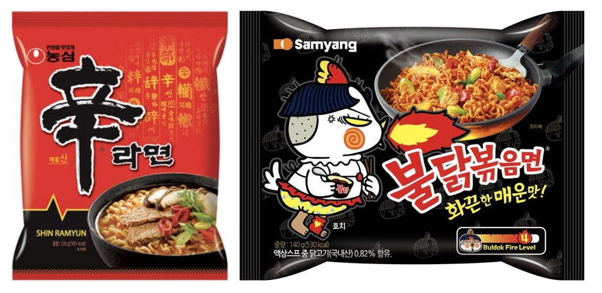 농심 신라면(왼쪽)과 삼양식품 불닭볶음면 (사진=각사)