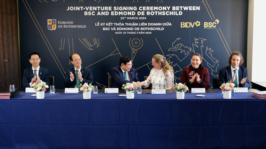 BSC는 지난 25일(현지시간) 스위스 제네바에서 에드몬드 드 로스차일드(Edmond de Rothschild:EdR)와 펀드 관리 합작사 설립을 위한 합작 투자 계약을 체결했다.(사진=BSC)