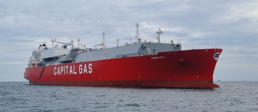  HD한국조선해양이 지난해 말 그리스 캐피탈 가스에 인도한 17만4000㎥ 규모 LNG 운반선 '아모레 미오 I'(Amore Mio I)'. (사진=캐피탈 가스)