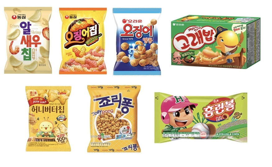 농심, 크라운해태, 오리온 등이 출시한 다양한 제과 제품. (사진=각사)