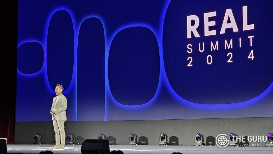 황성우 삼성SDS 대표이사(사장)가 3일 서울 코엑스에서 열린 '리얼 서밋(REAL Summit) 2024'에서 기조연설을 하고 있다. (사진=정예린 기자)