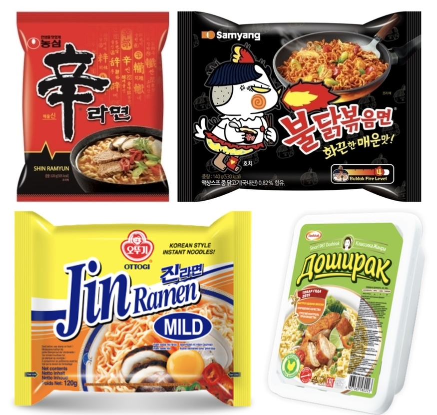 농심 신라면, 삼양식품 불닭볶음면, 팔도 도시락, 오뚜기 진라면, (왼쪽 위부터 시계방향) (사진=각사)