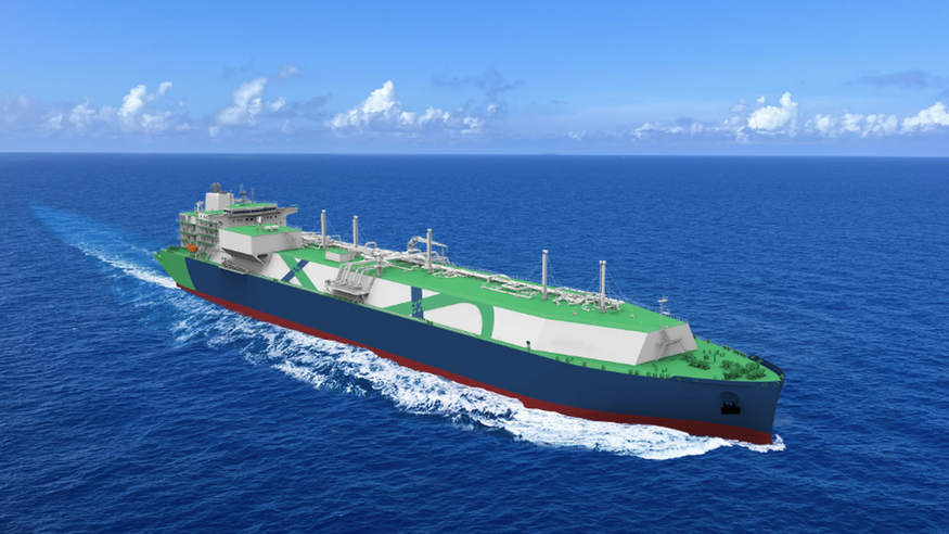 카타르에너지는 중국 국영 중국선박공업그룹(CSSC)과 Q-Max LNG 운반선 6척의 건조 계약을 맺었다. 사진은 Q-Max LNG 운반선 설계 렌더링. (사진=CSSC)