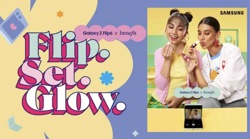 삼성전자 걸프법인(Samsung Gulf Electronics, SGE)은 최근 베네피트와 '플립.셋.글로우(Flip.Set.Glow)'라는 캠페인을 시작한다고 발표했다. (사진=삼성전자)